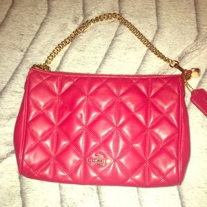 Red quilted leather Coach bag